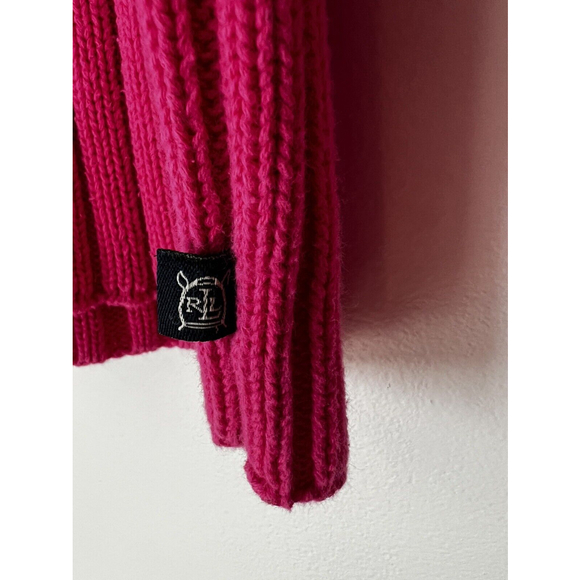 Lauren Ralph Lauren Womens SZ L Heavy Ribbed Knit Mock Neck Sweater Pink - Picture 6 of 7